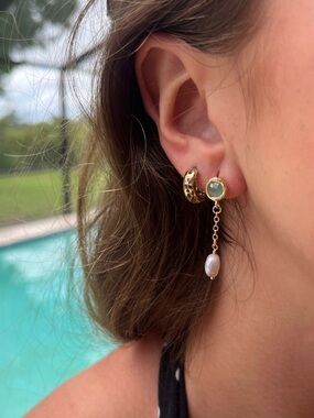 Pearl Dangle Earrings | Handemade Freshwater Pearl Gold Earrings